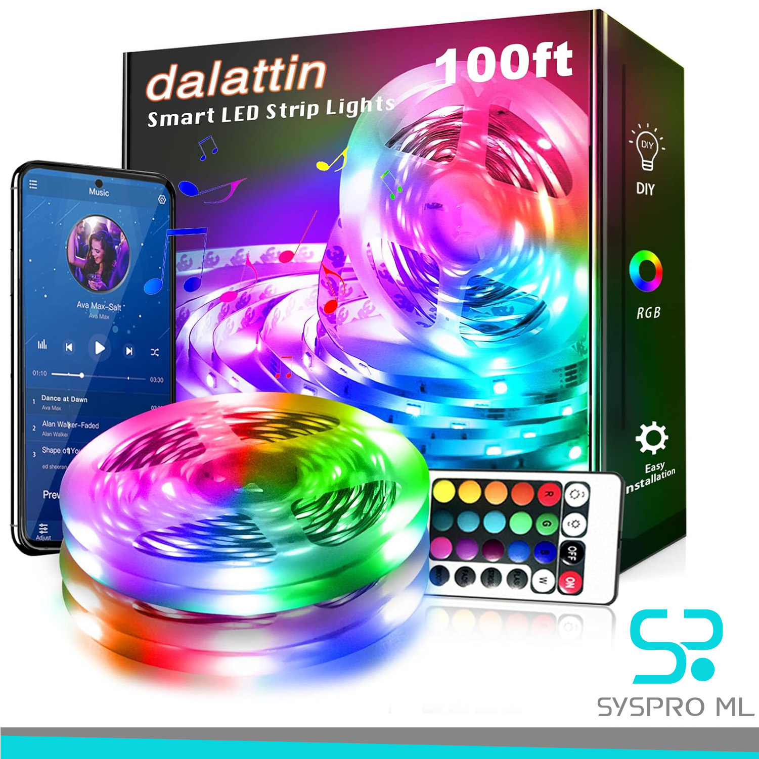 Luces / Tiras LED RGB gamer con Bluetooth, control app y sincronización musical