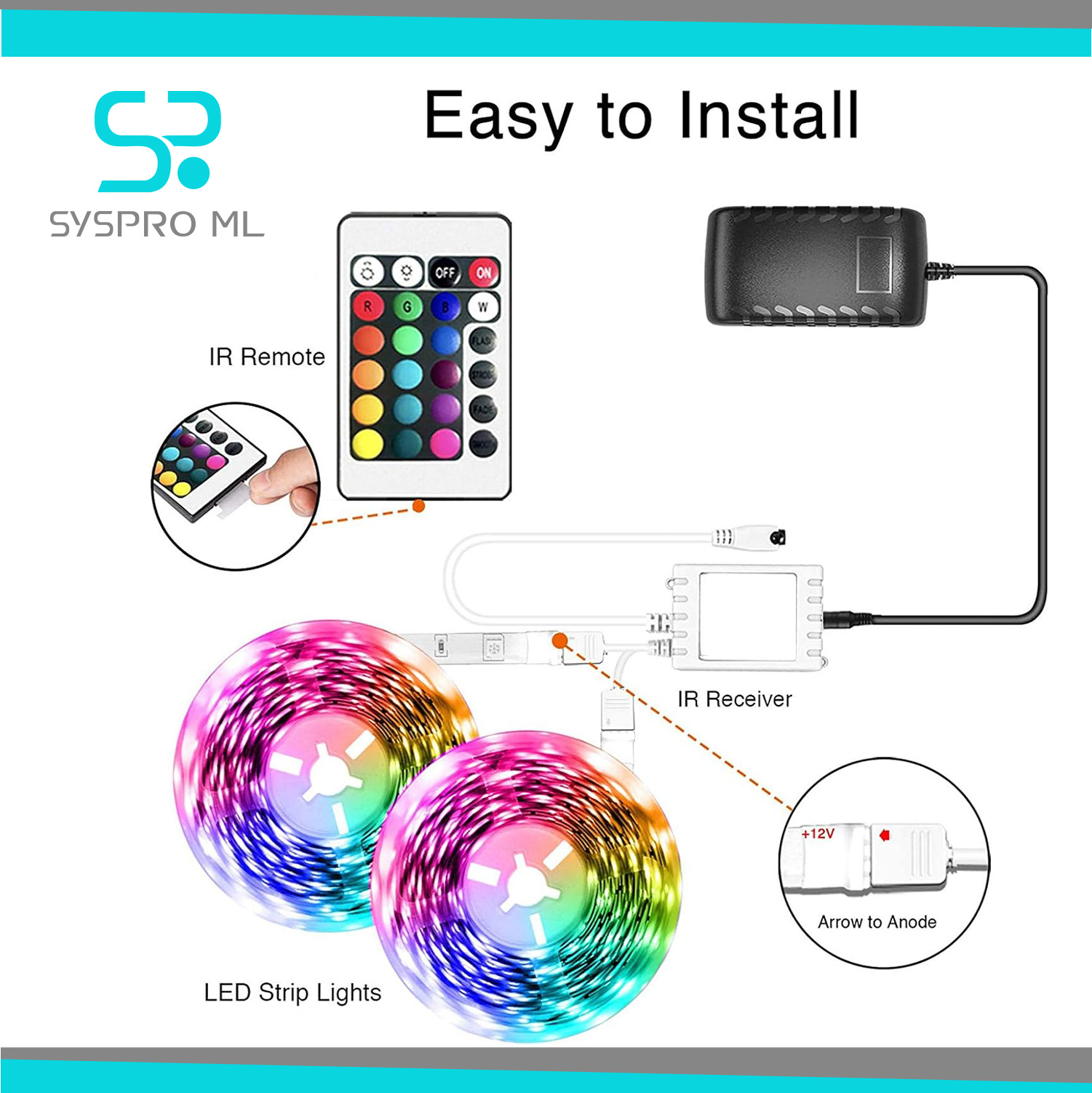 Luces / Tiras LED RGB gamer con Bluetooth, control app y sincronización musical - Imagen 3