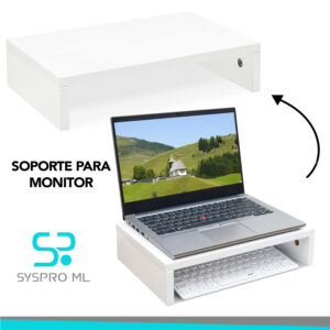 Soporte de Monitor TEAMIX de Madera – Blanco.