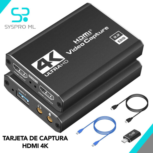 Tarjeta de Captura de Video Dcyfol – HDMI 4K a USB, Full HD 1080p 60FPS (Negro).