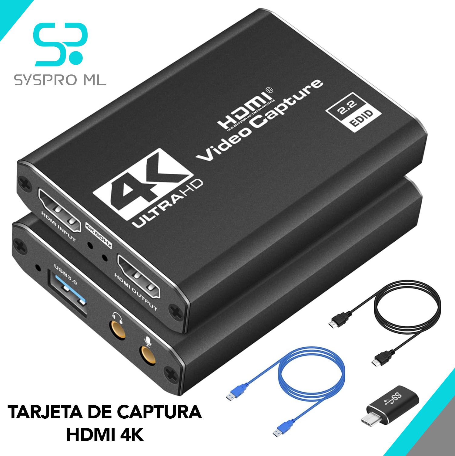 Tarjeta de Captura de Video Dcyfol – HDMI 4K a USB, Full HD 1080p 60FPS (Negro).