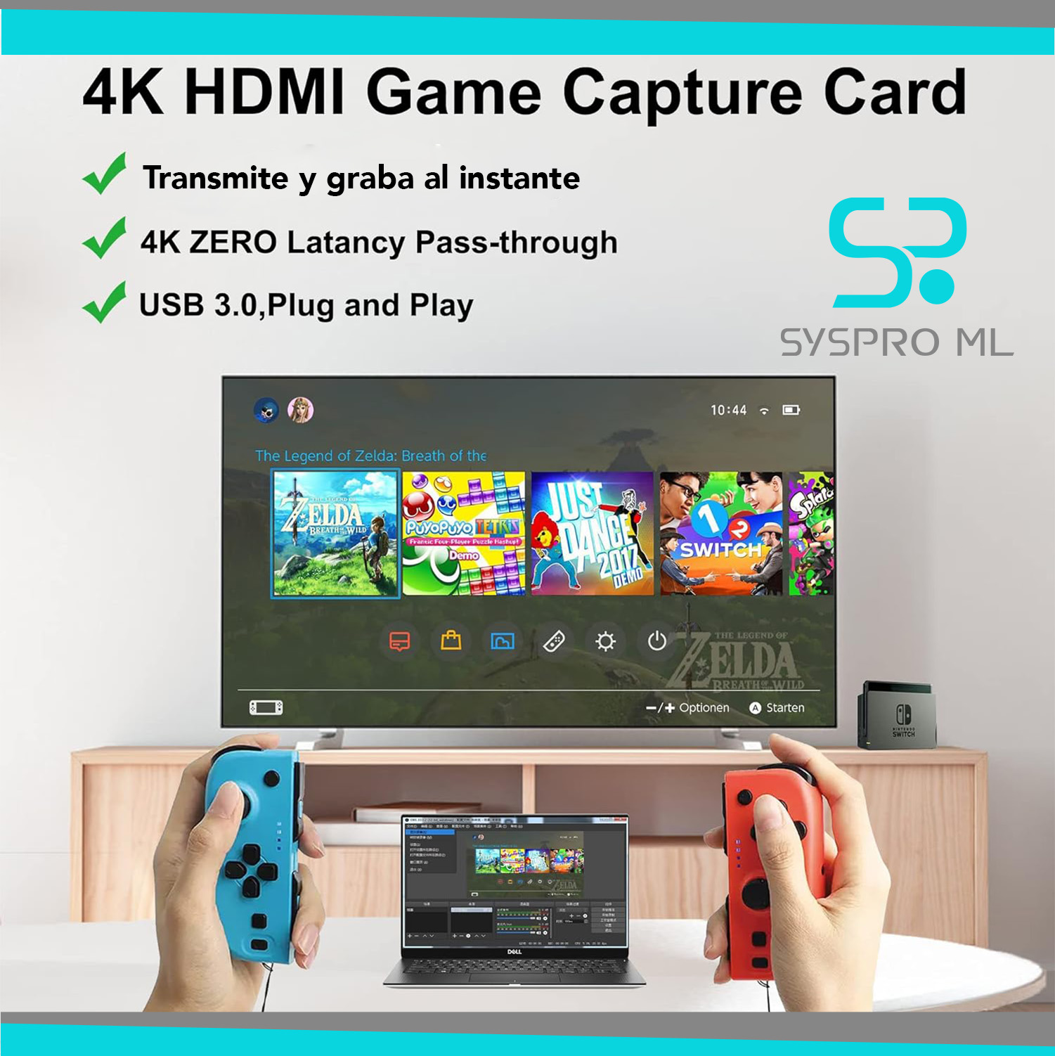 Tarjeta de Captura de Video Dcyfol – HDMI 4K a USB, Full HD 1080p 60FPS (Negro). - Imagen 3