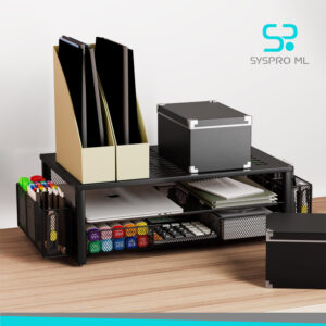 Organizador de Escritorio gianotter con Cajón y Porta Bolígrafos – Negro.