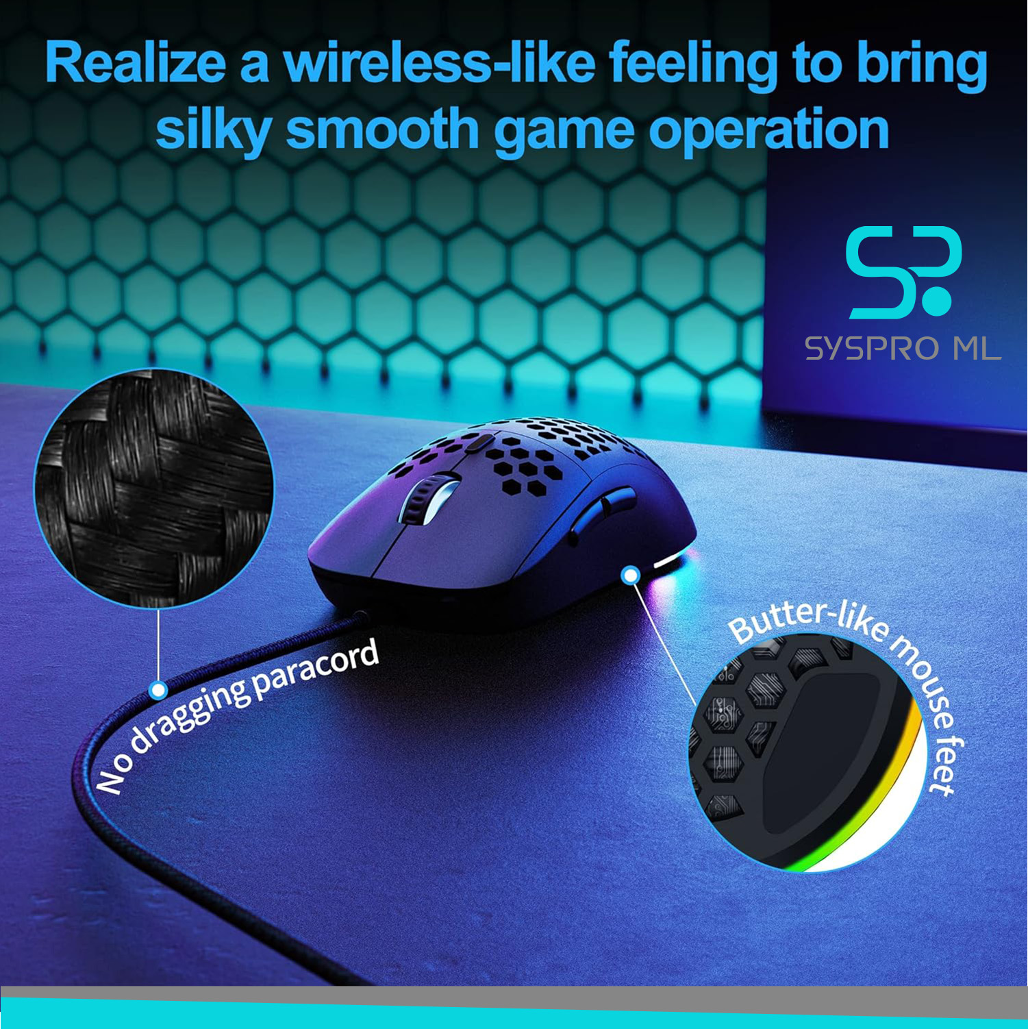 Mouse Gamer ultraligero TMKB Falcon M1SE con diseño de panal. - Imagen 4