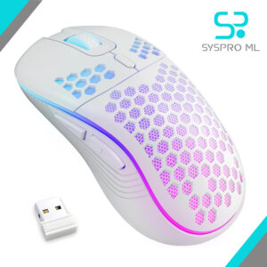 Mouse Gamer Inalámbrico MELOGAGA RGB Blanco – Diseño Panal.