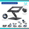 Soporte ergonómico para laptop de aluminio con base giratoria - Imagen 2