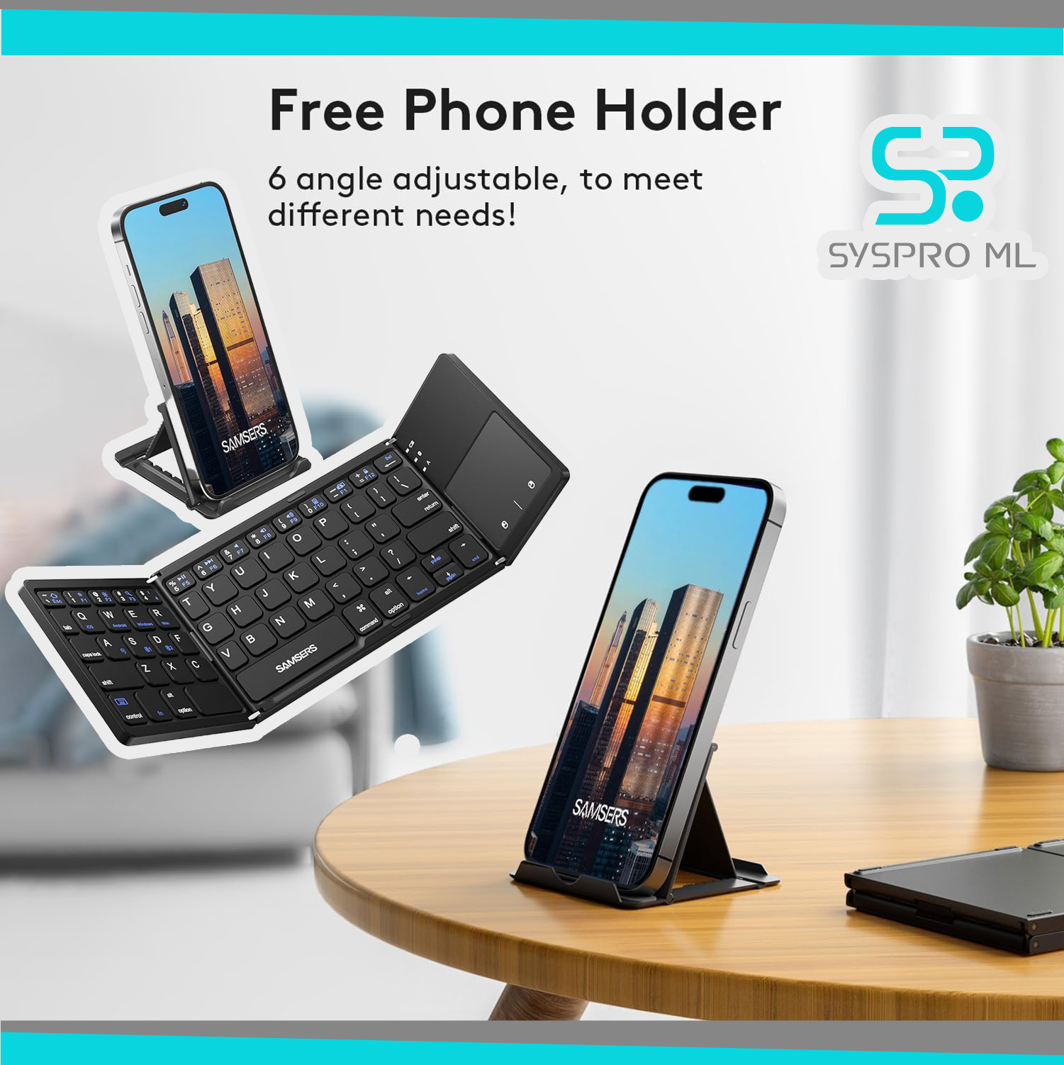 Teclado Bluetooth plegable multi-dispositivo con batería recargable - Imagen 3
