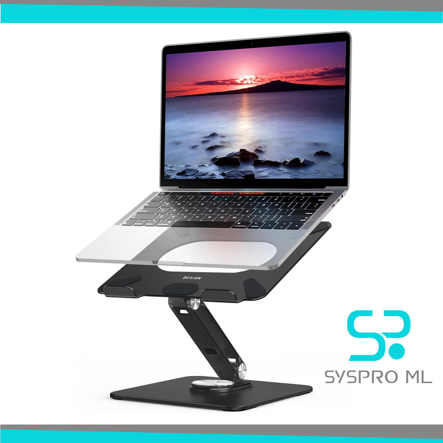 Soporte ergonómico para laptop de aluminio con base giratoria - Imagen 4