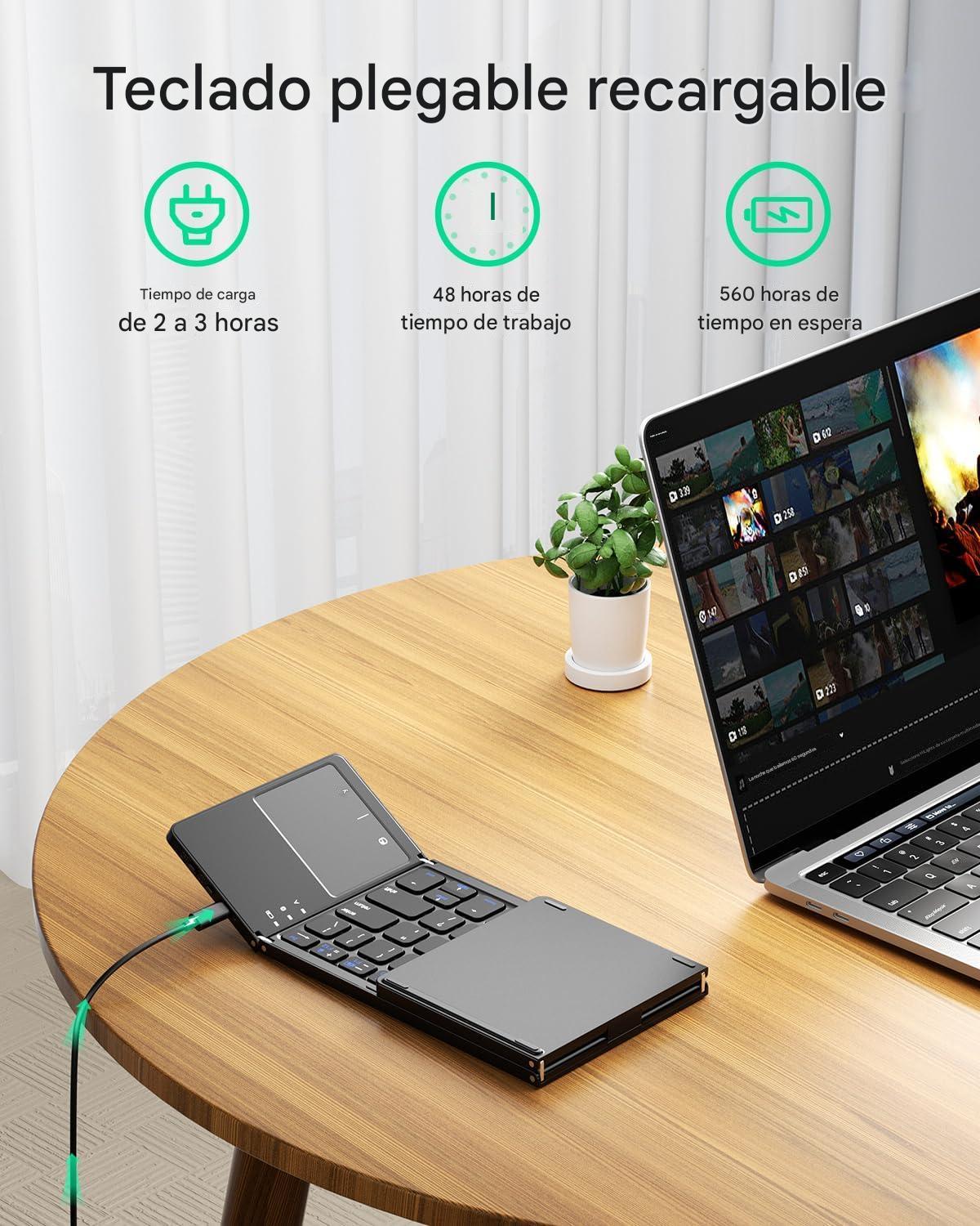 Teclado Bluetooth plegable multi-dispositivo con batería recargable - Imagen 5
